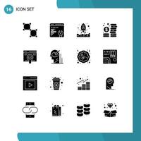 paquete de iconos de vectores de stock de 16 signos y símbolos de línea para encontrar monedas de gestión de cohetes web elementos de diseño de vectores editables