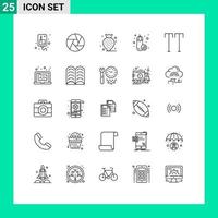 Set of 25 Modern UI Icons Symbols Signs for application caps berry all food Editable Vector Design Elements