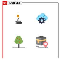 4 Universal Flat Icons Set for Web and Mobile Applications crane summer harbor gear khana Editable Vector Design Elements