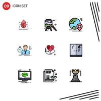 Mobile Interface Filledline Flat Color Set of 9 Pictograms of depression fail paint failure world Editable Vector Design Elements