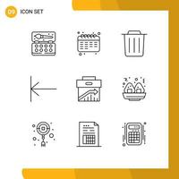 Pack of 9 creative Outlines of management business delete arrow home Editable Vector Design Elements
