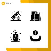 4 Icon Set Solid Style Icon Pack Glyph Symbols isolated on White Backgound for Responsive Website Designing Creative Black Icon vector background