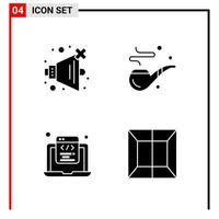 4 iconos generales para el diseño de sitios web, impresión y aplicaciones móviles 4 símbolos de glifo signos aislados en fondo blanco 4 paquete de iconos icono negro creativo fondo vectorial vector
