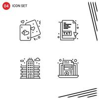 Universal Icon Symbols Group of 4 Modern Filledline Flat Colors of cards city life txt file office Editable Vector Design Elements