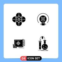 4 Solid Black Icon Pack Glyph Symbols for Mobile Apps isolated on white background 4 Icons Set Creative Black Icon vector background