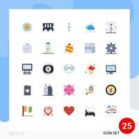 Universal Icon Symbols Group of 25 Modern Flat Colors of radio broadcasting phone cloud windy Editable Vector Design Elements