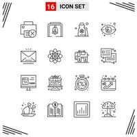 16 Icons Line Style Grid Based Creative Outline Symbols for Website Design Simple Line Icon Signs Isolated on White Background 16 Icon Set Creative Black Icon vector background