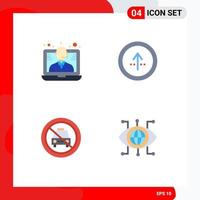 Set of 4 Modern UI Icons Symbols Signs for conference car call direction no Editable Vector Design Elements