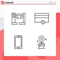 Collection of 4 Vector Icons in Line style Modern Outline Symbols for Web and Mobile Line Icon Sign Isolated on White Background 4 Icons Creative Black Icon vector background