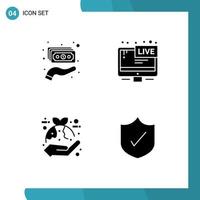 Solid Glyph Pack of Universal Symbols of cash plant money broadcasting eco Editable Vector Design Elements