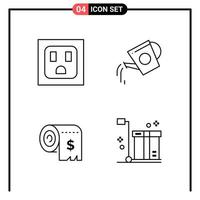 Set of 4 Line Style Icons for web and mobile Outline Symbols for print Line Icon Signs Isolated on White Background 4 Icon Set Creative Black Icon vector background