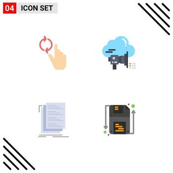 Mobile Interface Flat Icon Set of 4 Pictograms of finger code gesture promotion compile Editable Vector Design Elements