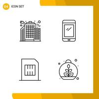 4 Icon Set Line Style Icon Pack Outline Symbols isolated on White Backgound for Responsive Website Designing Creative Black Icon vector background