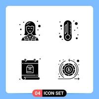 4 Solid Black Icon Pack Glyph Symbols for Mobile Apps isolated on white background 4 Icons Set Creative Black Icon vector background