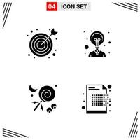 4 Icons Solid Style Grid Based Creative Glyph Symbols for Website Design Simple Solid Icon Signs Isolated on White Background 4 Icon Set Creative Black Icon vector background