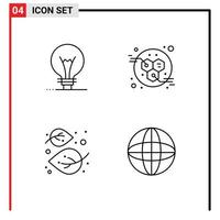 Universal Icon Symbols Group of 4 Modern Filledline Flat Colors of idea linden lightbulb power tree Editable Vector Design Elements