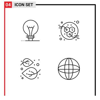 Universal Icon Symbols Group of 4 Modern Filledline Flat Colors of idea linden lightbulb power tree Editable Vector Design Elements