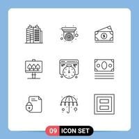 Set of 9 Modern UI Icons Symbols Signs for ecommerce web money development sign Editable Vector Design Elements