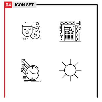 4 Universal Filledline Flat Colors Set for Web and Mobile Applications mask detection film hook of Editable Vector Design Elements