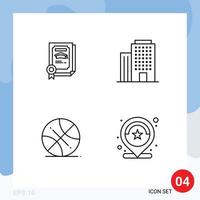 conjunto de 4 iconos modernos de la interfaz de usuario símbolos signos para la ubicación de la casa de posgrado en deportes de grado elementos de diseño vectorial editables vector