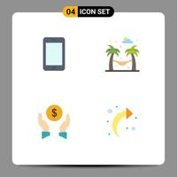 Universal Icon Symbols Group of 4 Modern Flat Icons of cell money call garden arrow Editable Vector Design Elements