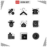 9 Icons Solid Style Grid Based Creative Glyph Symbols for Website Design Simple Solid Icon Signs Isolated on White Background 9 Icon Set Creative Black Icon vector background