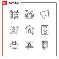 9 General Icons for website design print and mobile apps 9 Outline Symbols Signs Isolated on White Background 9 Icon Pack Creative Black Icon vector background