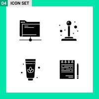 Pack of 4 Solid Style Icon Set Glyph Symbols for print Creative Signs Isolated on White Background 4 Icon Set Creative Black Icon vector background