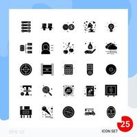 Modern Pack of 25 Icons Solid Glyph Symbols isolated on White Backgound for Website designing Creative Black Icon vector background