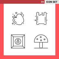 4 Icon Pack Line Style Outline Symbols on White Background Simple Signs for general designing Creative Black Icon vector background