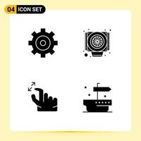 Mobile Interface Solid Glyph Set of 4 Pictograms of control zoom computer gesture thanks Editable Vector Design Elements