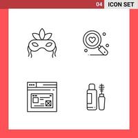 4 Icon Pack Line Style Outline Symbols on White Background Simple Signs for general designing Creative Black Icon vector background