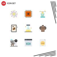 Universal Icon Symbols Group of 9 Modern Flat Colors of lab flask concentration steak beef Editable Vector Design Elements