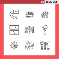 9 Icon Pack Line Style Outline Symbols on White Background Simple Signs for general designing Creative Black Icon vector background