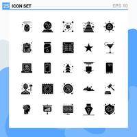 User Interface Pack of 25 Basic Solid Glyphs of arrows money process goal finance Editable Vector Design Elements