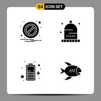 4 Black Icon Pack Glyph Symbols Signs for Responsive designs on white background 4 Icons Set Creative Black Icon vector background