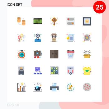 Paquete de 25 colores planos de interfaz de usuario de signos y símbolos modernos de globo eliminar elementos de diseño de vector editables de interruptor de caja de irlanda