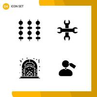 4 Icon Set Solid Style Icon Pack Glyph Symbols isolated on White Backgound for Responsive Website Designing Creative Black Icon vector background