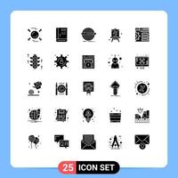 25 Universal Solid Glyphs Set for Web and Mobile Applications design hobbies support easel set Editable Vector Design Elements