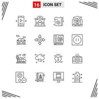 Set of 16 Commercial Outlines pack for car project management urban project idea active learning Editable Vector Design Elements