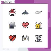 Filledline Flat Color Pack of 9 Universal Symbols of calculation audit success accounting system Editable Vector Design Elements