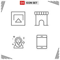 4 Icons Line Style Grid Based Creative Outline Symbols for Website Design Simple Line Icon Signs Isolated on White Background 4 Icon Set Creative Black Icon vector background