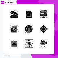 Modern Set of 9 Solid Glyphs and symbols such as photo pencil server drawing color Editable Vector Design Elements