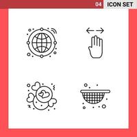 4 Icon Pack Line Style Outline Symbols on White Background Simple Signs for general designing Creative Black Icon vector background