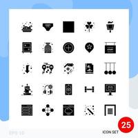 25 Thematic Vector Solid Glyphs and Editable Symbols of shamrock patrick control leaf stop Editable Vector Design Elements