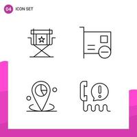 Outline Icon set Pack of 4 Line Icons isolated on White Background for responsive Website Design Print and Mobile Applications Creative Black Icon vector background