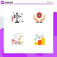 4 Flat Icon concept for Websites Mobile and Apps grinder cars medical handcare analytics Editable Vector Design Elements