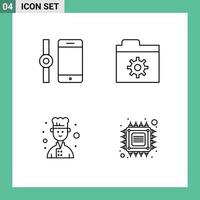 4 Thematic Vector Filledline Flat Colors and Editable Symbols of connect chip control avatar future Editable Vector Design Elements