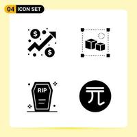 4 Creative Icons for Modern website design and responsive mobile apps 4 Glyph Symbols Signs on White Background 4 Icon Pack Creative Black Icon vector background