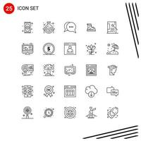 Group of 25 Modern Lines Set for boot hiking study hiker bubble Editable Vector Design Elements